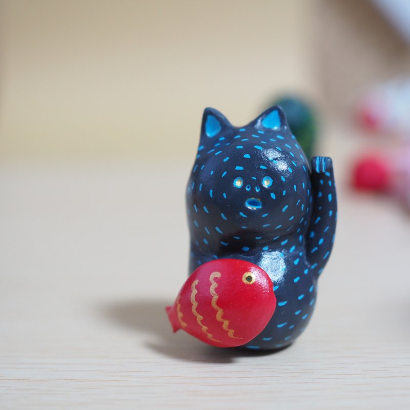 Beckoning cat - 公仔/玩偶 - 黏土 藍色