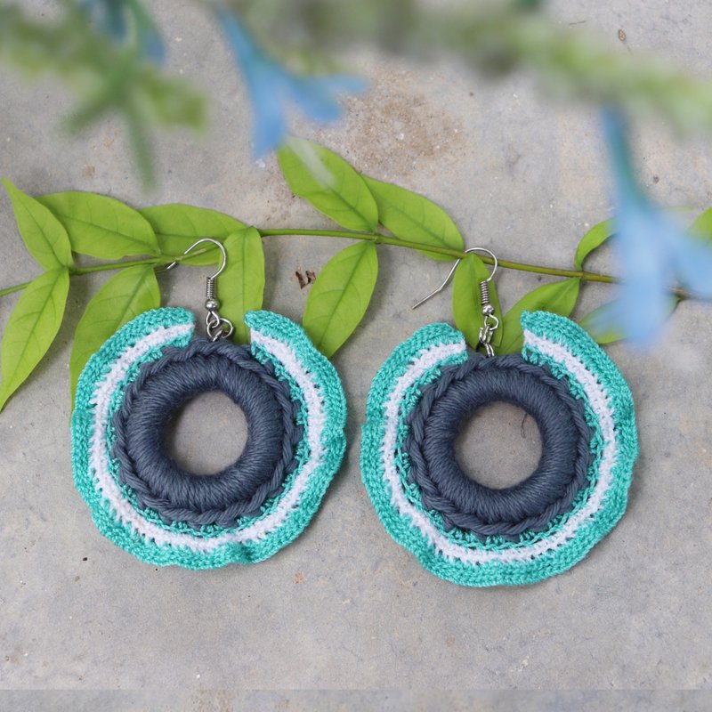 Red Cheeks Earrings Vibrant Style - Mint-Gray Color | Cute | Sweet | Hot | <pierced or clip-on earrings> - 耳環/耳夾/耳骨夾 - 其他材質 多色