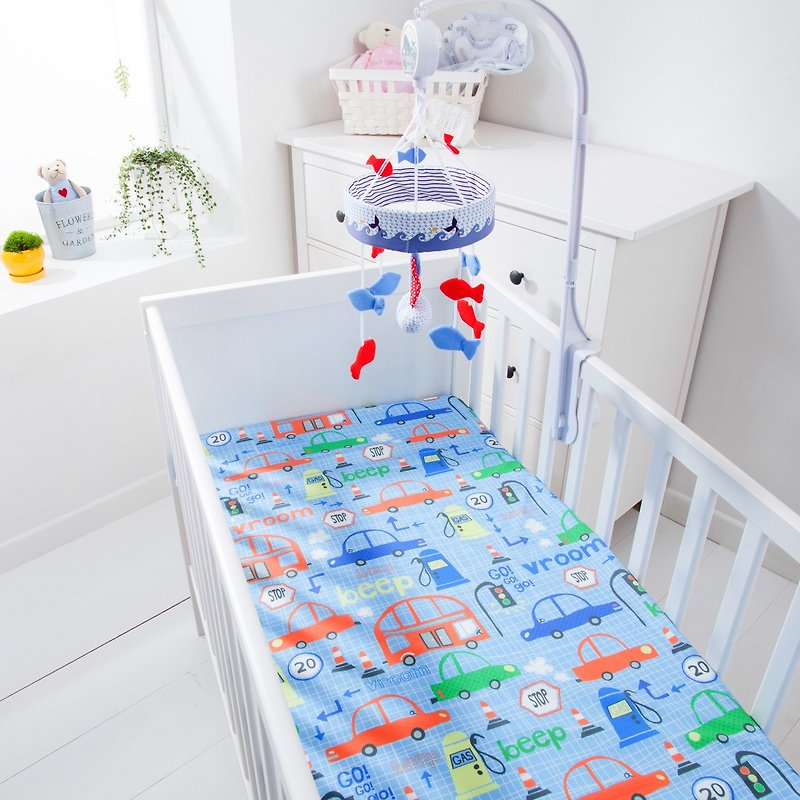 Waterproof and breathable cotton baby sheets <busy car> diaper pad waterproof pad anti-mat pad - Other - Cotton & Hemp Blue