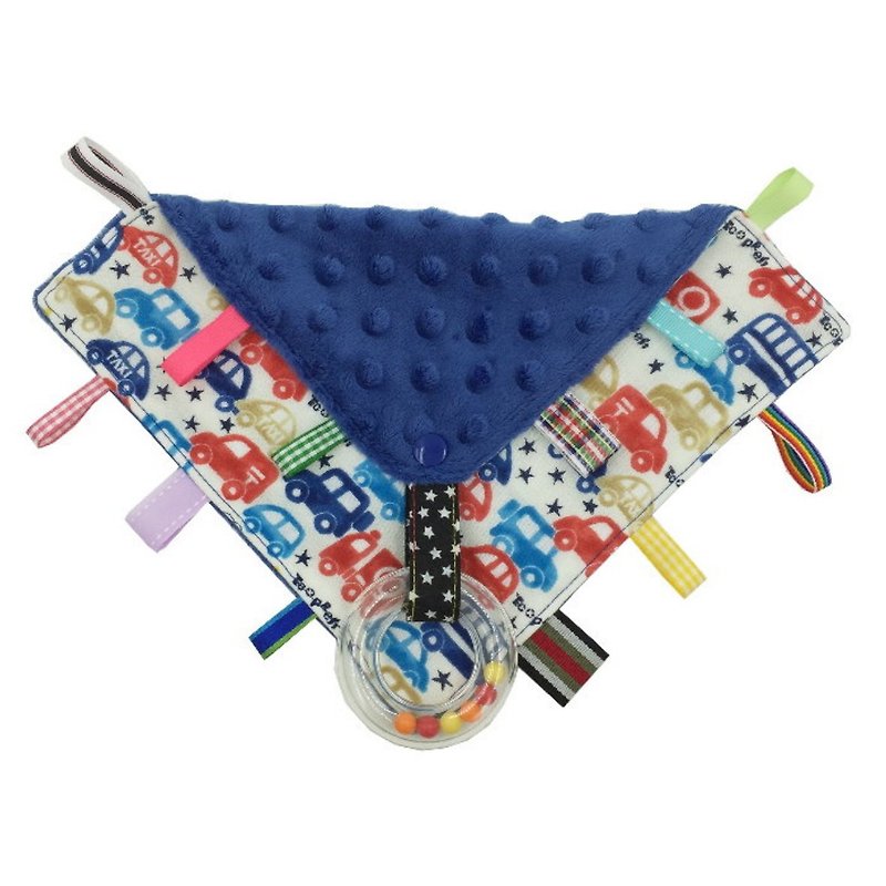 F27-handmade 2 in 1 rattle label soothing towel can be used as a pacifier chain Japanese double yarn X2 times = 4 layers - Bibs - Cotton & Hemp 