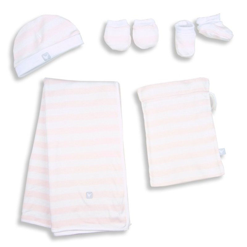 Martin House Pack and Go Newborn-Salmon Meal / White (Stripes) - Baby Gift Sets - Cotton & Hemp Multicolor