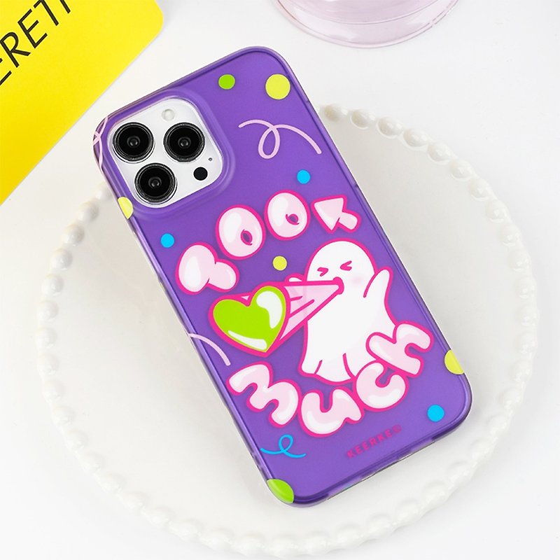 Spray Heart Little Ghost Purple iPhone Case - เคส/ซองมือถือ - วัสดุอื่นๆ 