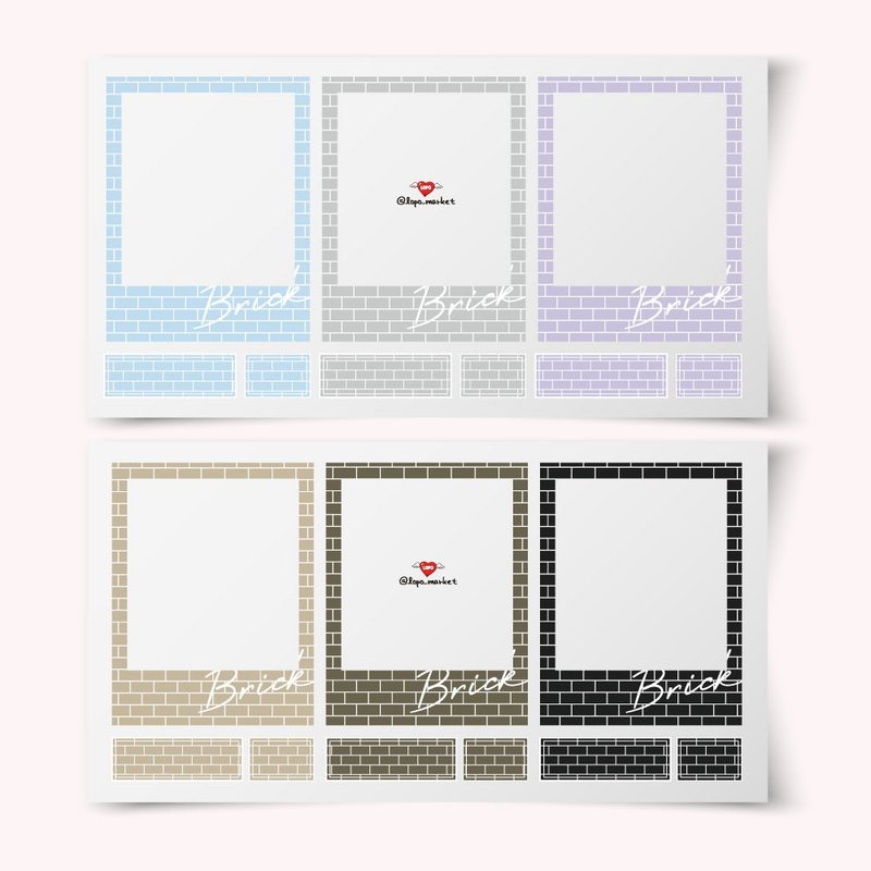 Brick pattern Polaroid label stickers, 10 sheets - สติกเกอร์ - กระดาษ 