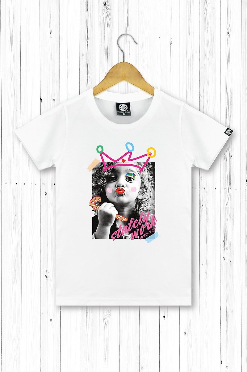 statelywork little queen photo T-women T-shirt black and white two colors - Women's Tops - Cotton & Hemp White