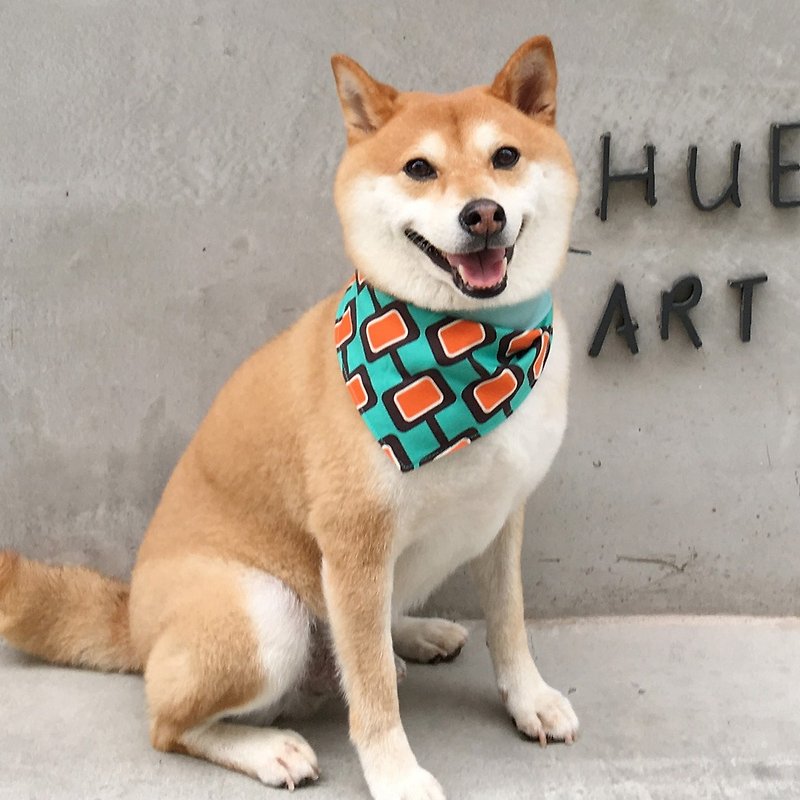 Dog exclusive name scarf - customized (medium dog) - checkered - Collars & Leashes - Cotton & Hemp Green