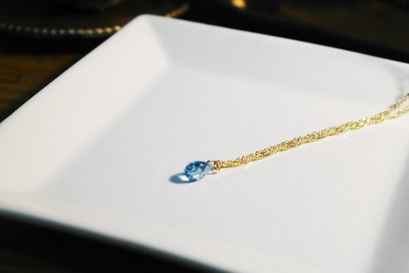 "Cote d'Azur" blue - Swarovski crystal classic sea drops clavicle chain - Collar Necklaces - Gemstone 