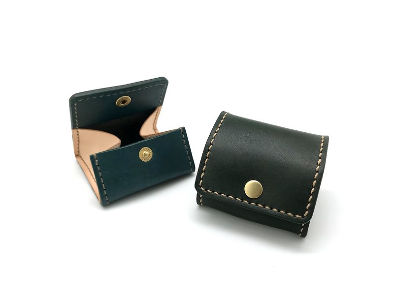 Leather Coin Purse (11 colors / engraving service) - Coin Purses - Genuine Leather Green
