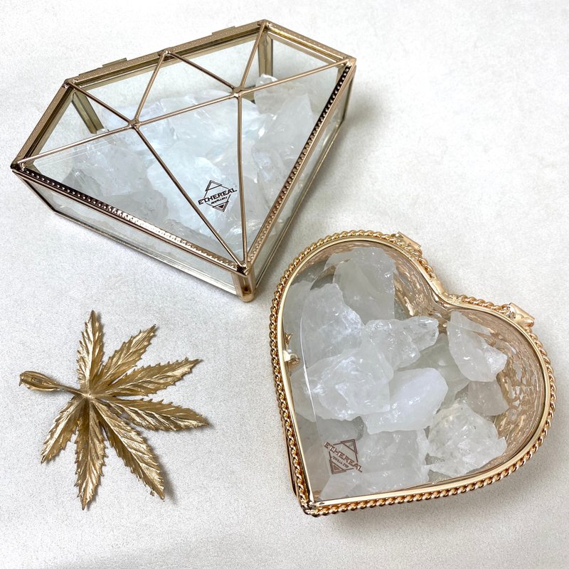 白水晶原石消磁盒 - 擺飾/家飾品 - 玻璃 金色