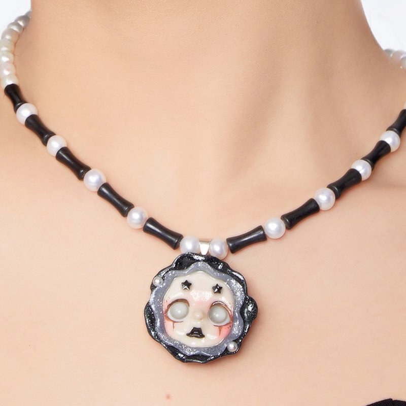 Fantasy Dark Night Sunflower Pearl Agate Handmade Necklace - Necklaces - Pearl 