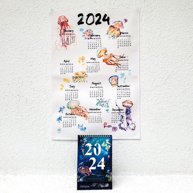 2024 Desk Calendar Wall Calendar Set of Two Christmas Gift Box Exchange Gift - Calendars - Paper 