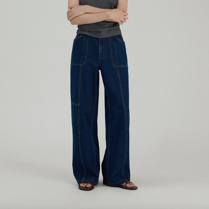 Vintage heavy washed denim trousers - Women's Pants - Other Materials Blue