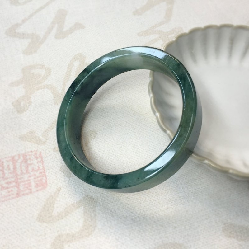 [Uji White Jade] Natural A Good Dark Blue Cyan (Burma Jade) Square Bracelet - Bracelets - Jade Green