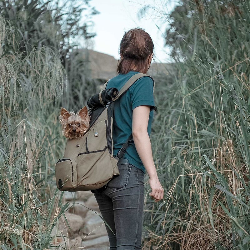 Biewer Backpack Dog Carrier - กระเป๋าสัตว์เลี้ยง - ไนลอน สีเขียว