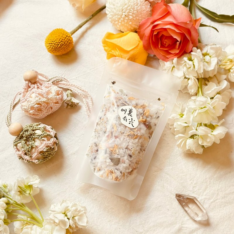 【春暖組合】春季限定款薰香鹽 春息流光 × 手織香囊袋 - 香氛/精油/擴香 - 精油 綠色