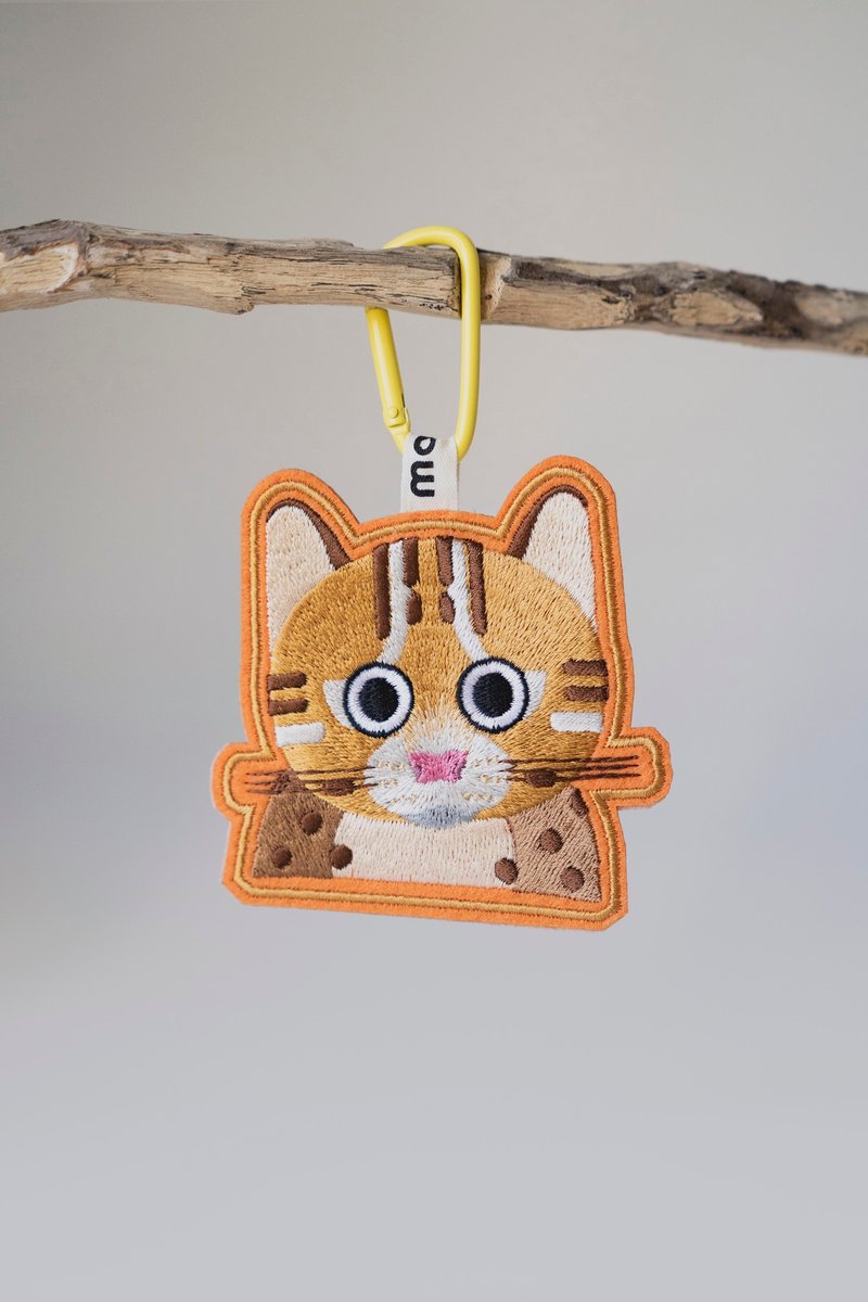 Customized embroidery tag- Stone - Charms - Thread Orange