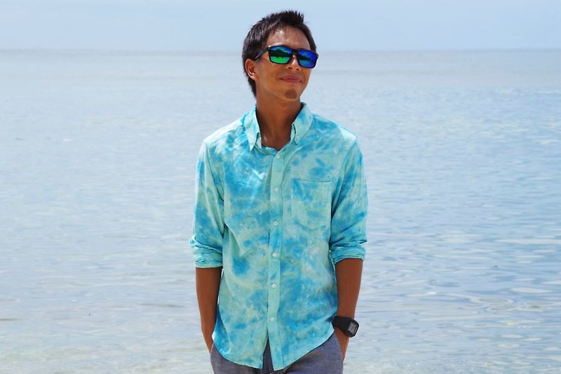 Menzumura dyed Resort shirt <aquamarine> - Men's Shirts - Other Materials Blue