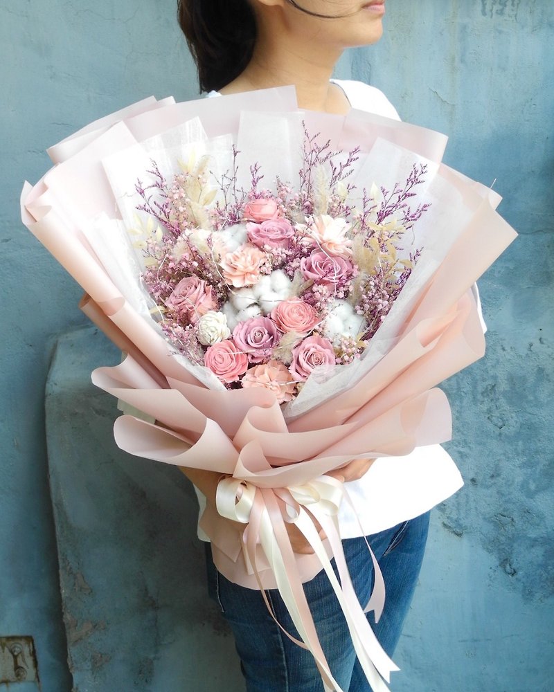 嫁給我吧 乾燥+永生花大型花束 - 乾燥花/永生花 - 植物．花 粉紅色