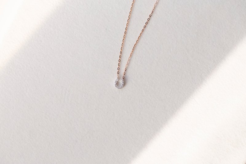 雙色幸運馬蹄 14K金鑽石項鍊 Diamond Necklace 輕珠寶 女生禮物 - 項鍊 - 鑽石 多色
