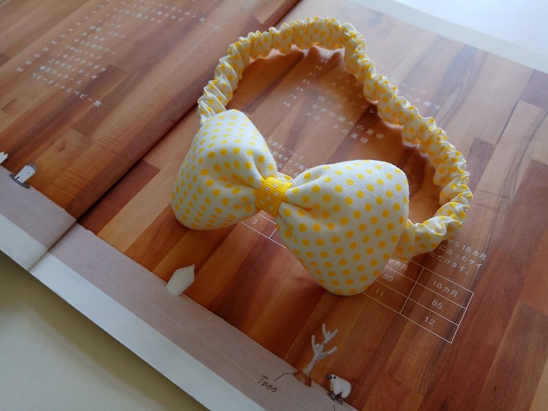 黃點點彌月禮物  嬰兒髮帶  頭飾 蝴蝶結髮帶 - 彌月禮盒 - 其他材質 黃色