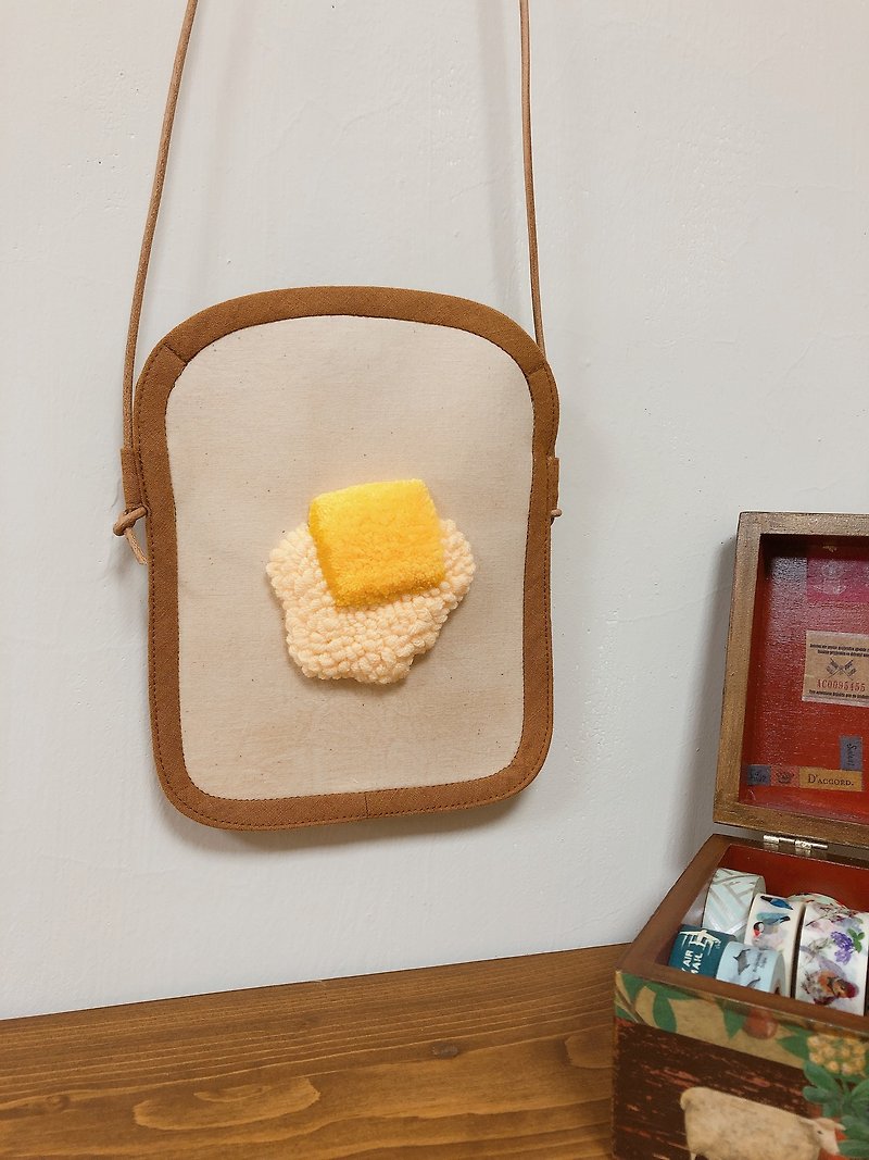 Cream Small Square Lightweight Phone Bag - กระเป๋าแมสเซนเจอร์ - ผ้าฝ้าย/ผ้าลินิน 