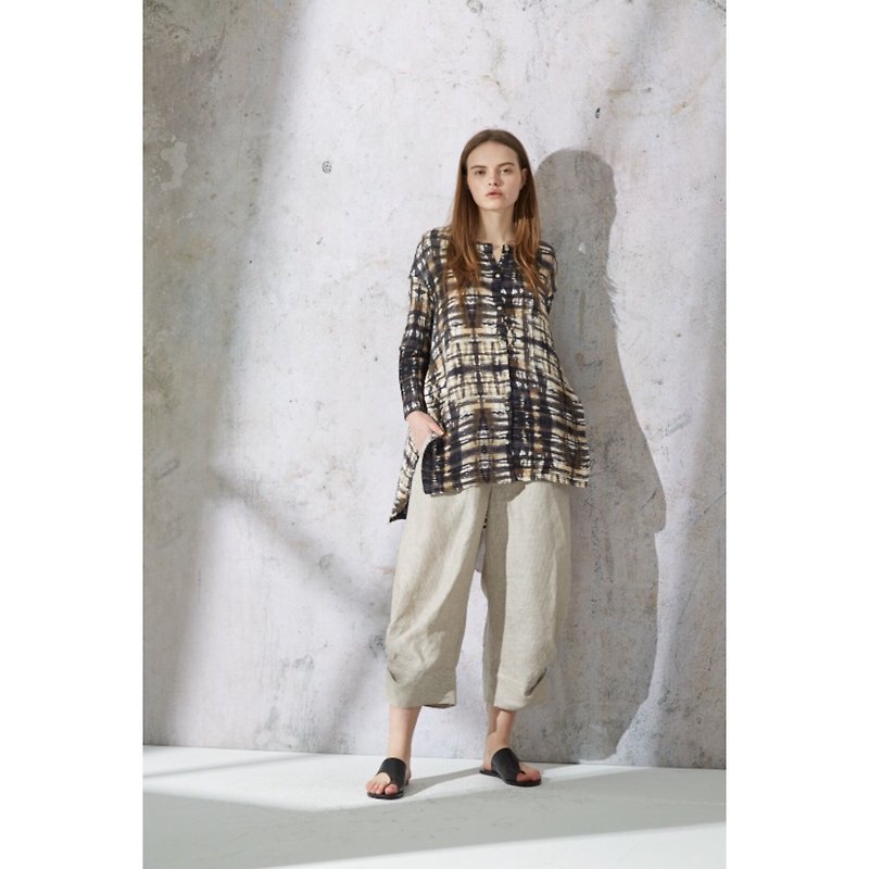 1801E2211 texture pants - Women's Pants - Cotton & Hemp Khaki