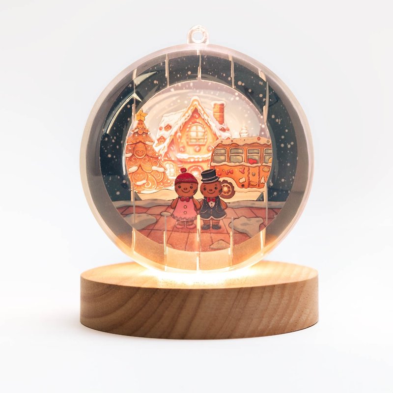 Light and Shadow Paper Carving Night Lamp-Gingerbread Love Story - โคมไฟ - กระดาษ 