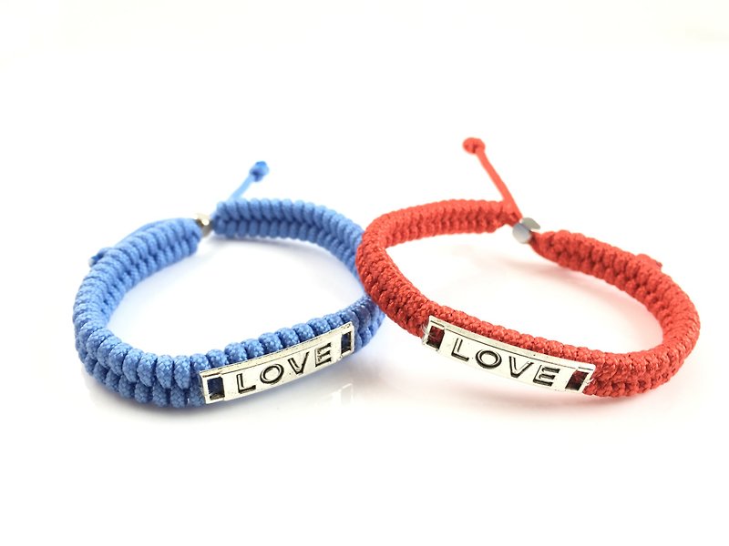 Valentine's flagship product - LOVE [Love] hand rope combination together away! (Blue & red) - สร้อยข้อมือ - ผ้าฝ้าย/ผ้าลินิน หลากหลายสี