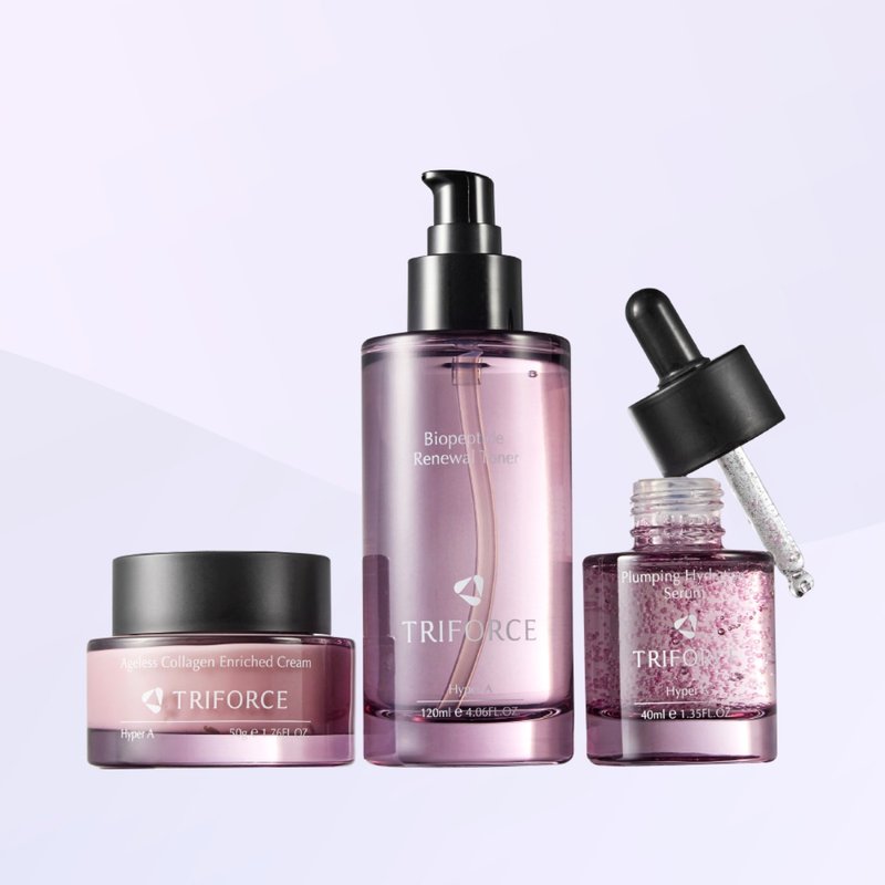 【TRIFORCE】Super Time Anti-Aging Wrinkle Care Group Full Face Anti-Aging Skin Care Combo - เอสเซ้นซ์/แอมพูล - แก้ว สีม่วง