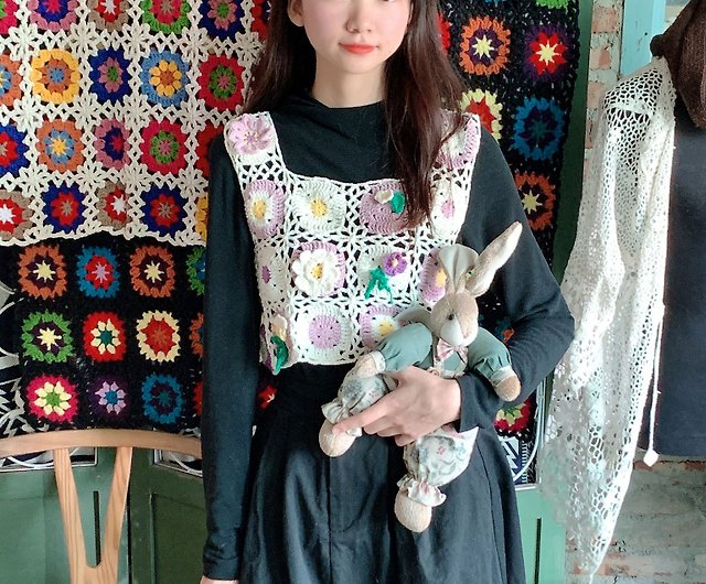 Liangben 手作りオリジナル藤の花のベストトップ手作りかぎ針編みの綿