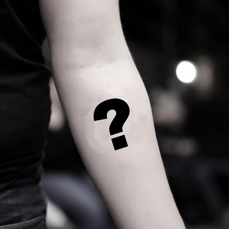 Question Mark Temporary Fake Tattoo Sticker (Set of 2) - OhMyTat - สติ๊กเกอร์แทททู - กระดาษ สีดำ