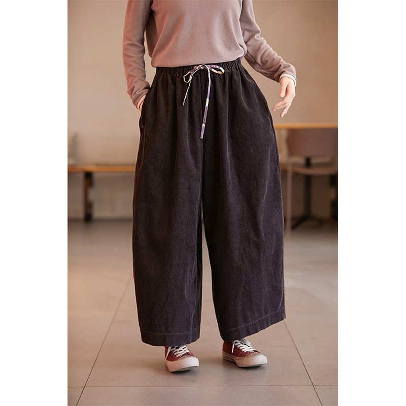 Black loose versatile retro carrot pants - กางเกงขายาว - ผ้าฝ้าย/ผ้าลินิน 