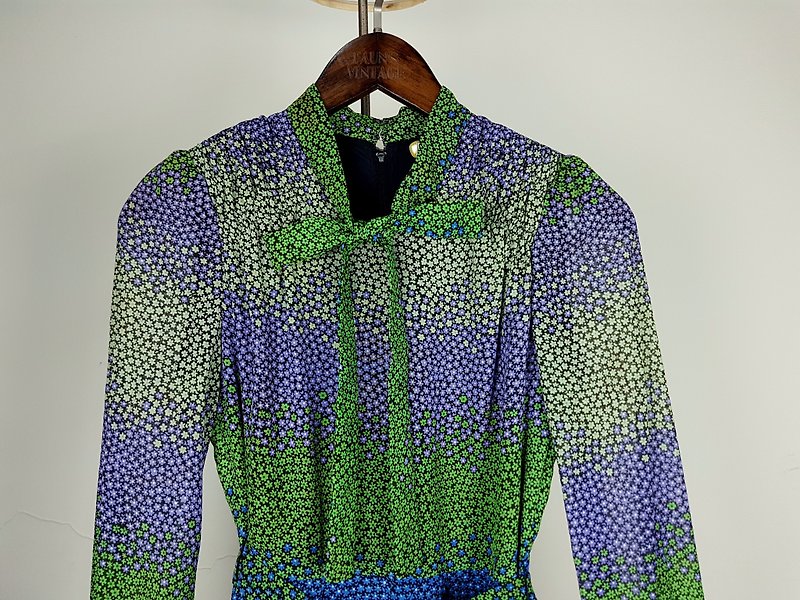 Gecko Gege - Japan - green vintage dress - One Piece Dresses - Polyester 