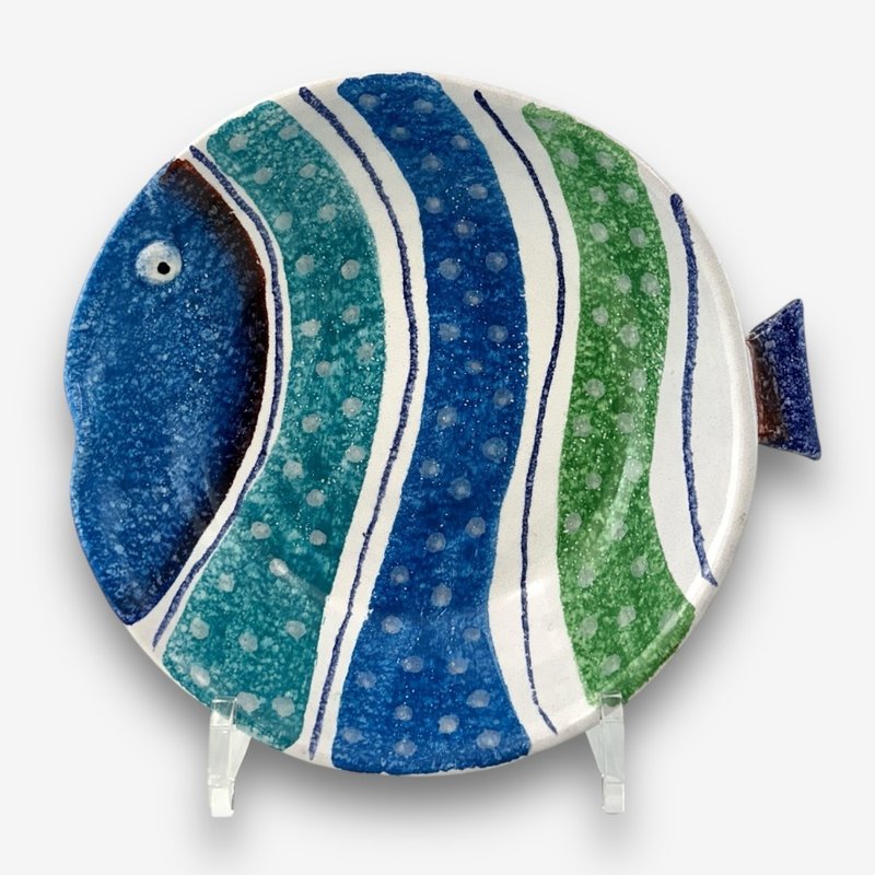 義大利手工陶-PVE維內雷漁港 魚型碗21cm - 碗 - 陶 藍色