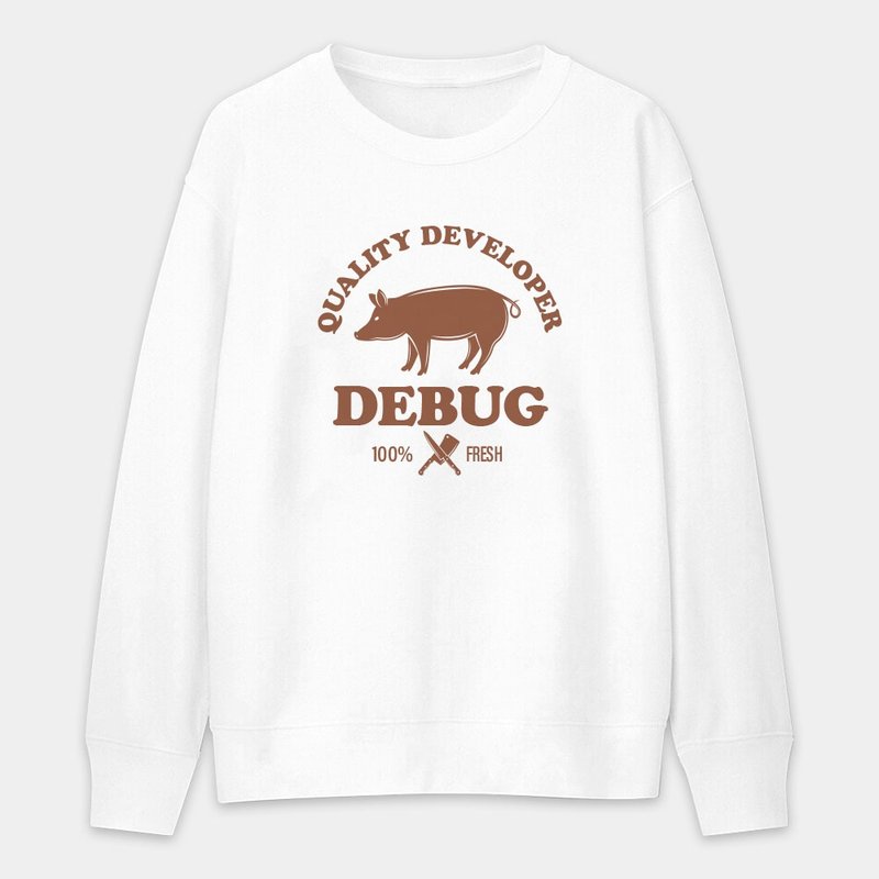 【秋冬新品】DEBUG 豬八戒 中性 純棉大學T 041 - 帽T/大學T - 棉．麻 白色