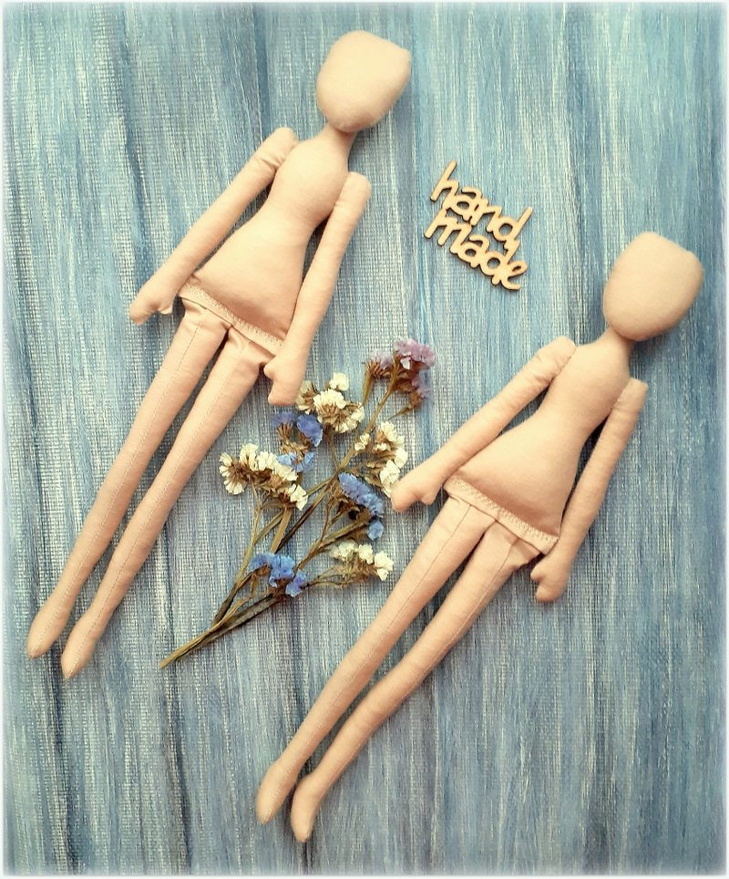 Set of 2 Blank doll body ,blank rag doll, soft doll, fabric doll body, ballerina - 編織/刺繡/羊毛氈/縫紉 - 棉．麻 咖啡色