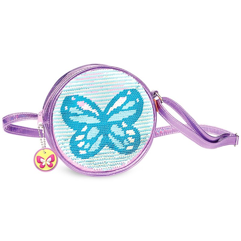 TigerFamily Fun Time Round Symphony Crossbody Bag-Shiny Butterfly - Toiletry Bags & Pouches - Plastic Purple