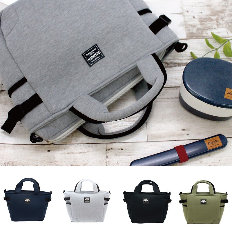 Reunion Plain Stitches Cooler Tote Bag L-size Shopping Picnic Lunchbox Fashion - กระเป๋าถือ - ผ้าฝ้าย/ผ้าลินิน สีเทา