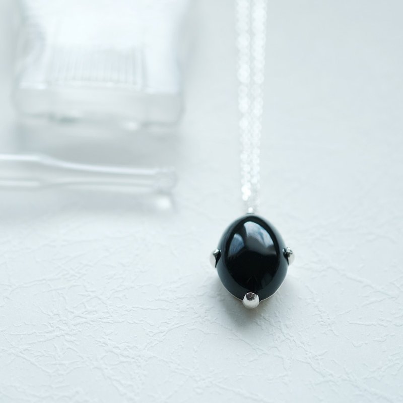 Large onyx necklace in Silver 925 - Necklaces - Other Metals Black