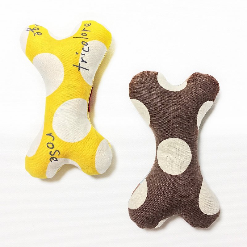 犬のおもちゃ-帯シリーズ/骨（チーズコーヒー） - おもちゃ - コットン・麻 イエロー
