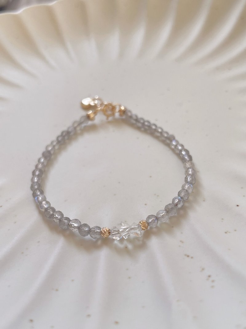 Best Healing/Herkimon Shining Diamond/Labradorite/Sparkling 14K gold-filled bracelet - Bracelets - Other Metals White