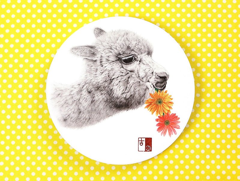 Little flowers for you alpaca absorbent coaster - ที่รองแก้ว - ดินเผา ขาว