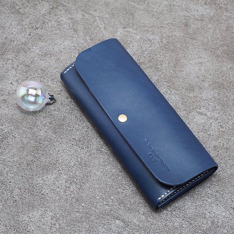 Classic Long Wallet Genuine Leather - กระเป๋าสตางค์ - หนังแท้ สีน้ำเงิน