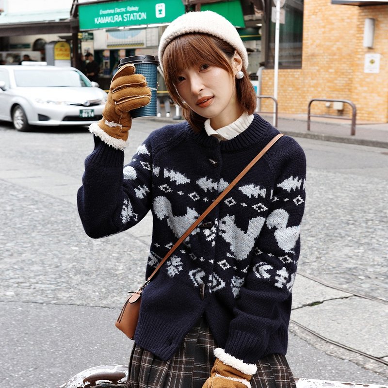 費爾島牛角扣開衫|針織衫|冬款|Sora-1993 - 女毛衣/針織衫 - 羊毛 