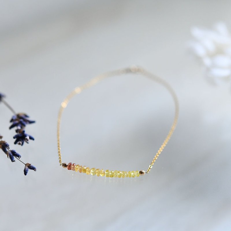 目標を貫徹する助けとなる石 イエローサファイアのアンクレット 9月誕生石 - アンクレット - 金属 イエロー