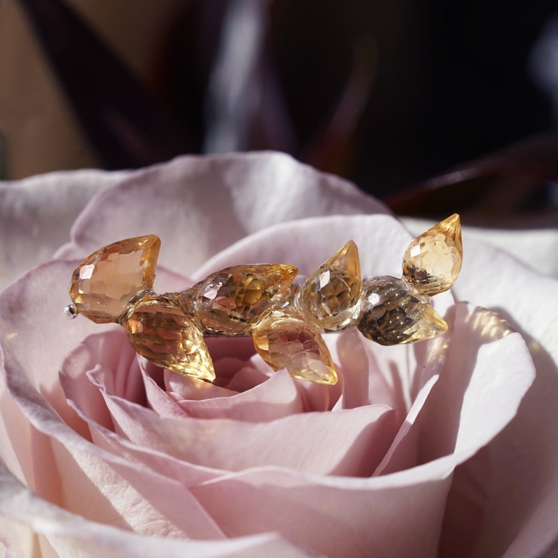 黃水晶麥穗胸針 麥穗 - 心口針/胸針 - 寶石 橘色