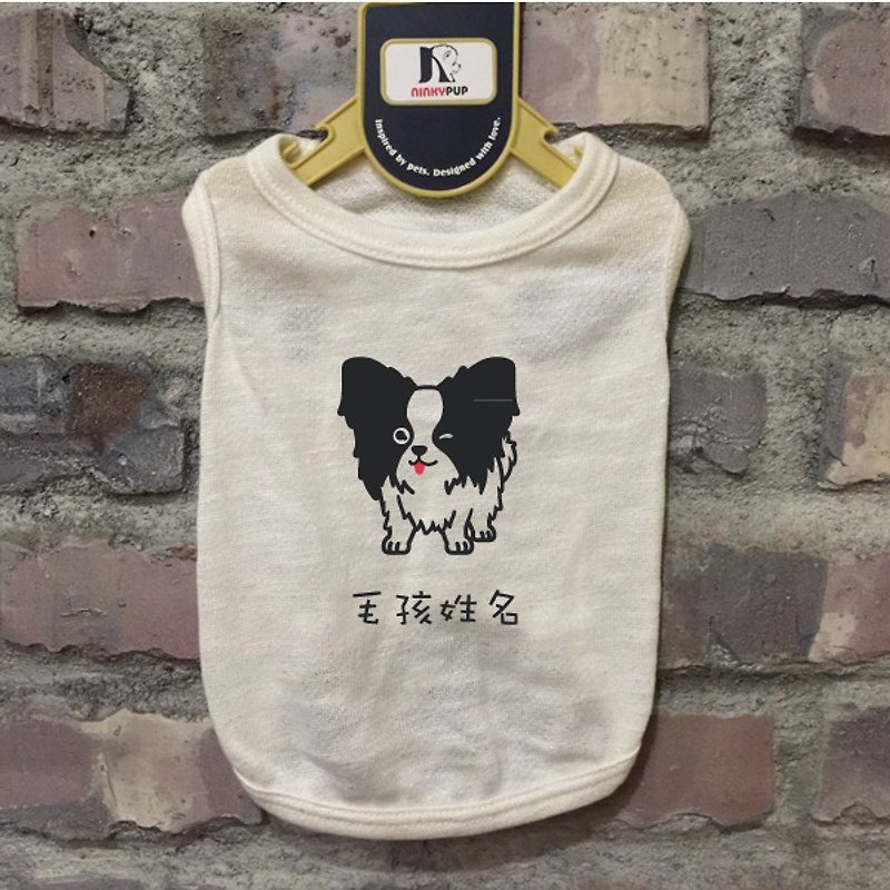 [Mao Kid Name Customized Style] Papillon Dog Black Papillon Dog Reflective Clothing (Fo Kid Style) - Clothing & Accessories - Cotton & Hemp Multicolor