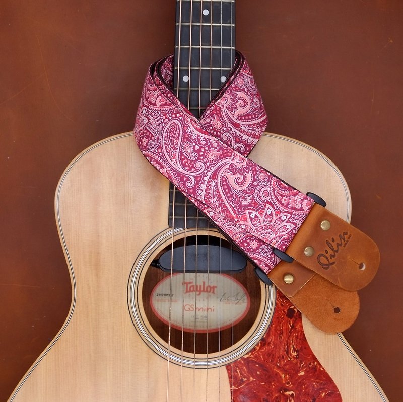 Red Phathong Thai Guitarstrap - Guitars & Music Instruments - Genuine Leather Red