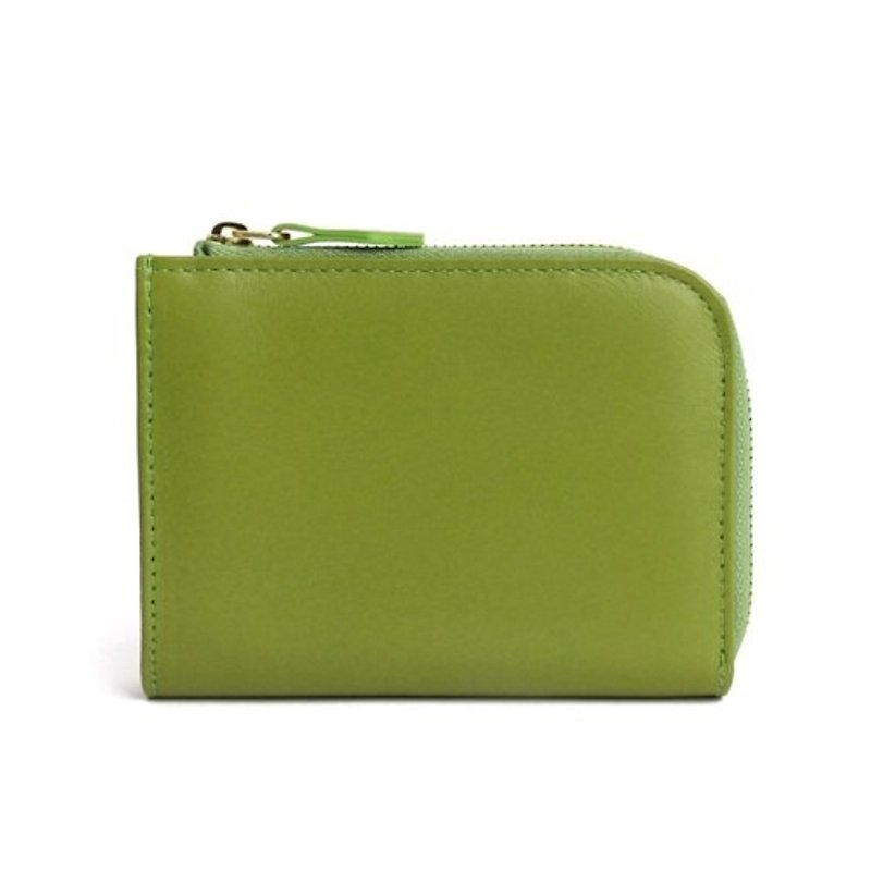 韓國Socharming-Tidy Leather Wallet-Green - 零錢包/小錢包 - 其他材質 