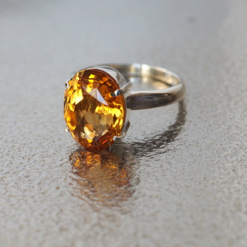 Madeira Citrine 4.61ct Silver Ring - General Rings - Precious Metals Silver