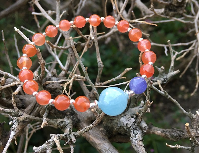 ♦ ♦ wantonly sea My.Crystal ♦ Solid Yan Sapphire Tanzanite mining of the South Red Agate Bracelet - Bracelets - Gemstone Multicolor